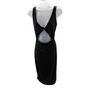 Billabong Black Ribbed Twist Cutout Midi Dress Size S